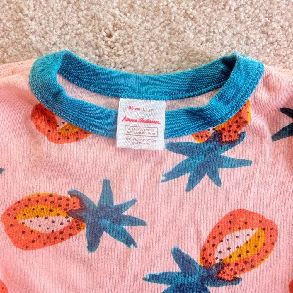 Hanna Andersson Pineapple Print Org Cotton Long John Pajama Set - size 2T (85cm)